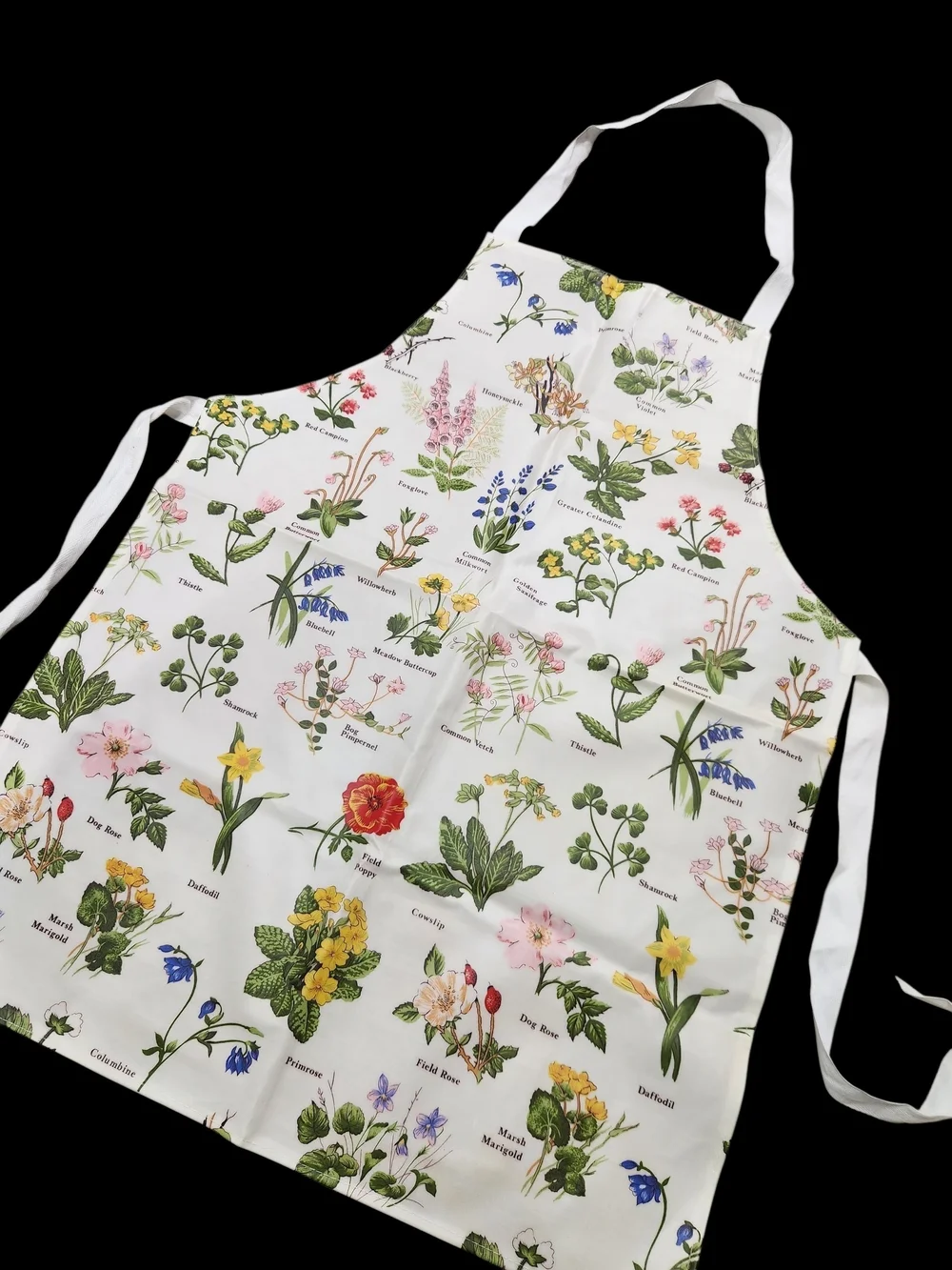 VINTAGE Botanical Cottagecore NWOT Wildflower Oilcloth Apron